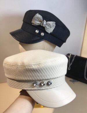 Haus of Olympia Rhinestone Bow Navy Hat