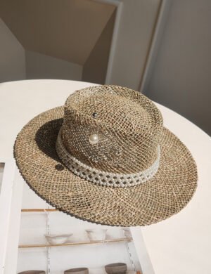 Haus of Olympia Pearl Pin Beach Straw Hat